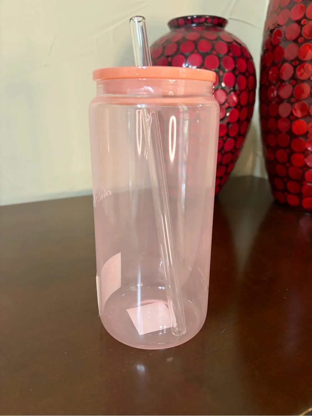 kate spade Pink 'Chilled' 20 oz Glass Tumbler with Straw